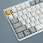 Retro Grey White 104+35 Cherry Profile Keycap Set Cherry MX PBT Dye-subbed for Mechanical Gaming Keyboard